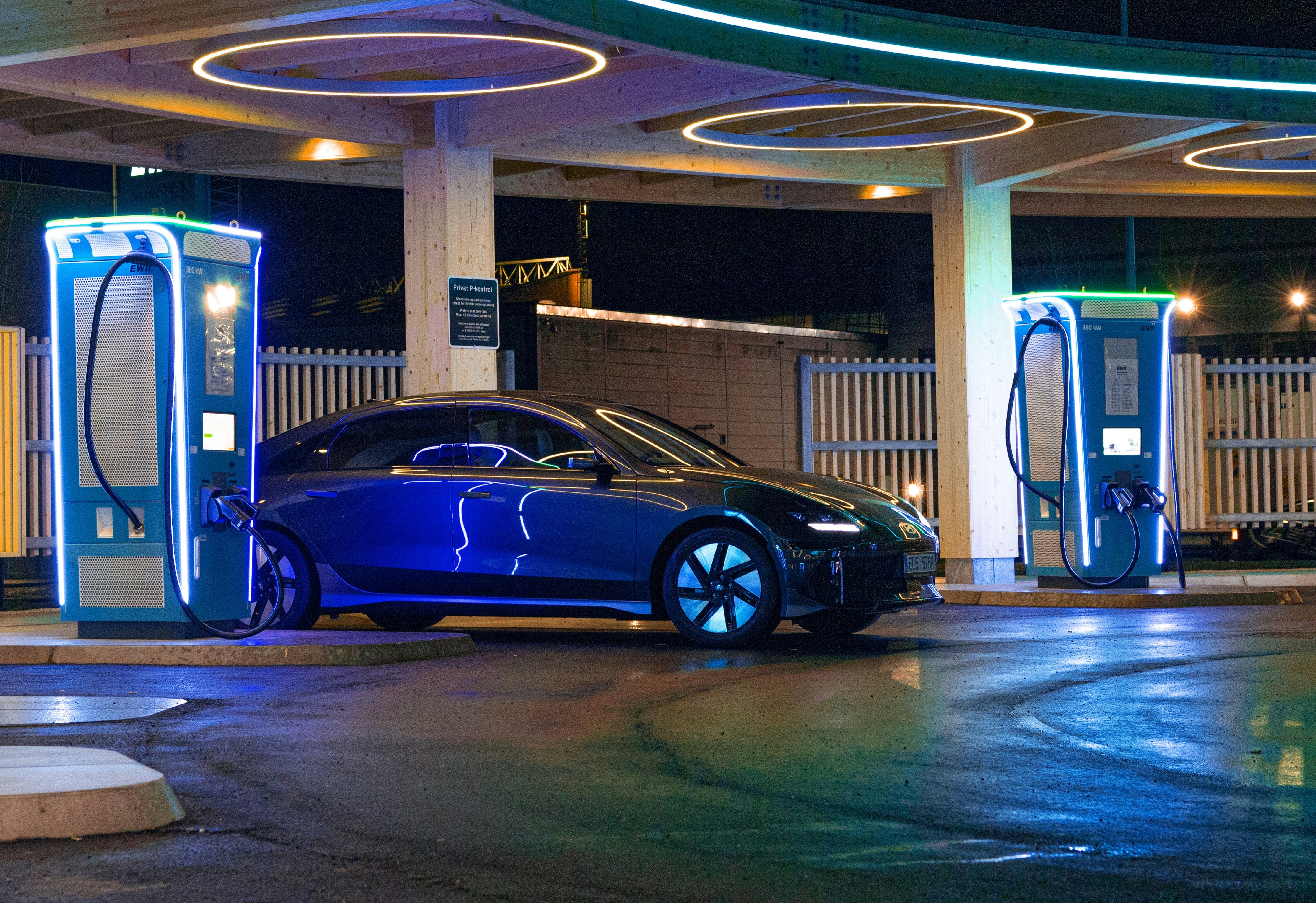 Close-up of a modern EV Charger station